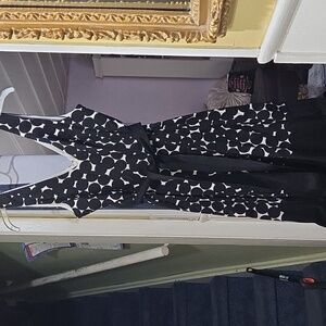 Jones Wear Dress Black and White Polka Dot Flare